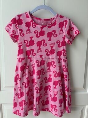 Barbie Pink Silhouette Print Short Sleeve Dress -Size 5